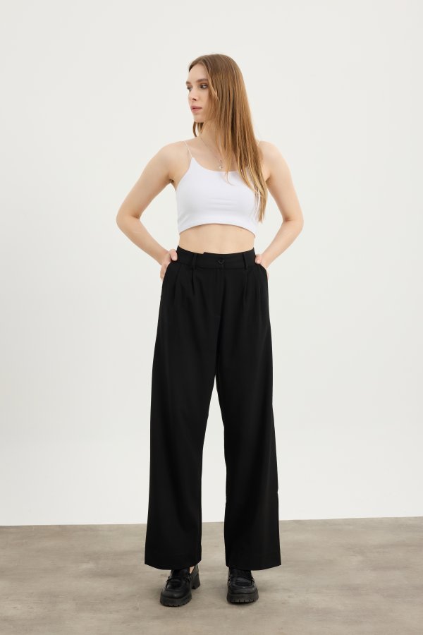 Siyah Wide Leg Pantolon - Görsel 3