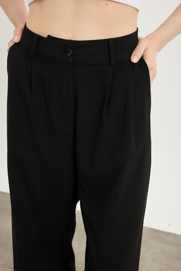 Siyah Wide Leg Pantolon - Görsel 4